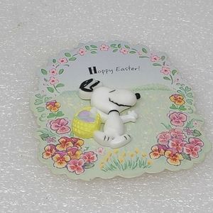 Vintage Hallmark Snoopy Happy Easter Lapel Pin Peanuts Basket w/ Eggs